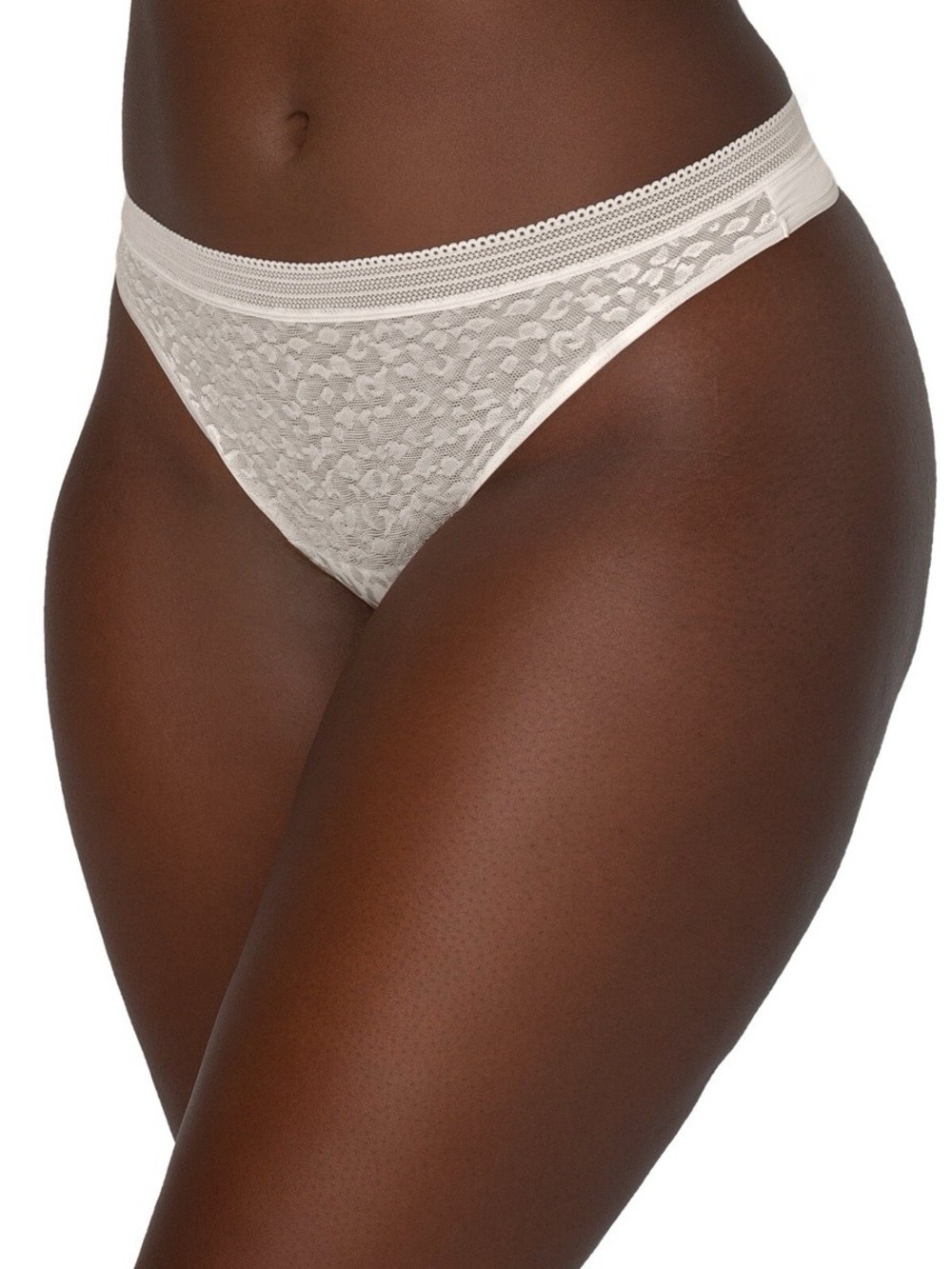 Secret Treasures Cream Jacquard Leopard Lace Thong Panty size XL